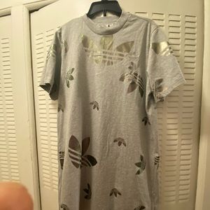 Gray adidas dress with metallic adidas prints